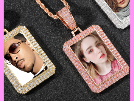 【3-21#】Customizable Photo Rectangular Necklace for Unisex Birthday Daily memorial day Online Sale