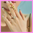 【1-01.35#】Adjustable Spinning Daisy Ring for female fashion daily engagement wedding anniversary birthday present Fashion