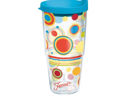 Fiesta® Dots Poppy 24 oz Tumbler with Turquoise Lid For Sale