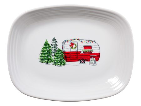 Holiday Trailer with Tree 12 Inch Large Rectangular Platter Cheap