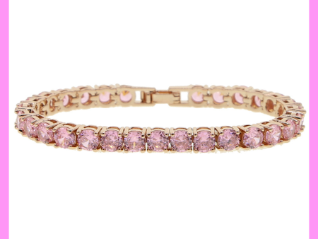 【2-25#】rose gold pink tennis bracelet for female daily dating For Cheap