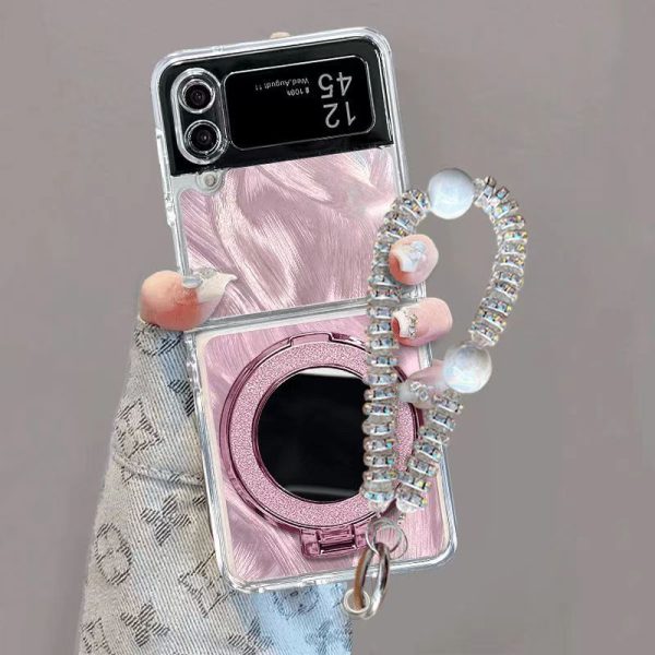 [4-9]Mirror stand for galaxyzflip3 4 5 6 case protective cover premium sense folding fashion Fashion