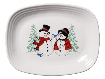 Snowman and Snowlady 12 Inch Large Rectangular Platter Supply