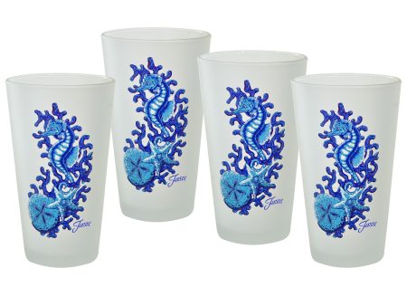 16 oz. Fiesta® Coastal Seahorse Frosted Cooler – Set of 4 For Cheap