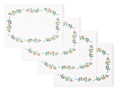 Holly Sprig Holiday Border Placemat Set of 4 Online Hot Sale