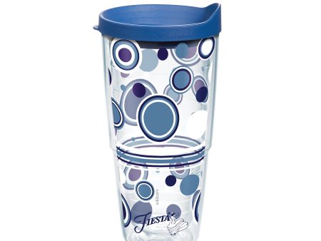 Fiesta® Dots Lapis 24 oz Tumbler with Blue Lid Hot on Sale