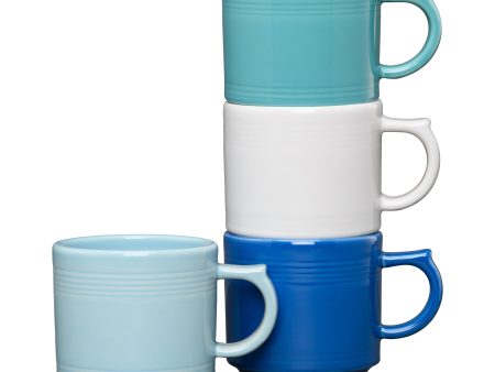 Fiesta 16 OZ Set of 4 Coastal Blues Mixed Stackable Mug Set Discount