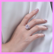 【1-01.45#】Candy Pink Four-Prong Set Ring With Half-Band Decoration  for female fashion daily engagement wedding anniversary birthday present For Discount