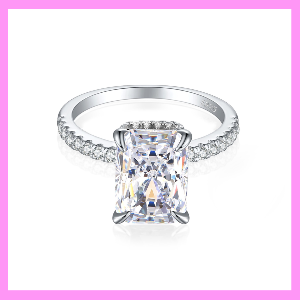 【1-01.10】Colour Princess Cut Clean Ring  for female fashion daily engagement wedding anniversary birthday present Hot on Sale