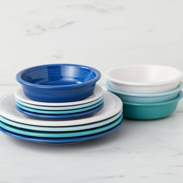 Coastal Blues Classic Rim 12-Piece Dinnerware Set, Service for 4 For Cheap