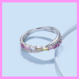 【1-01.15#】Rainbow Cross Double Band Ring  for female fashion daily engagement wedding anniversary birthday present Online Sale