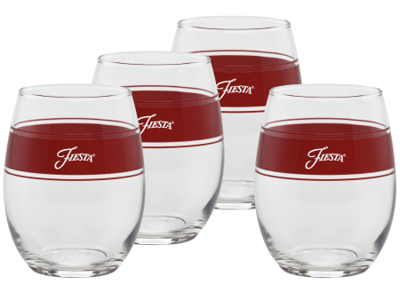 15 oz. Fiesta® Frame Stemless Wine Scarlet – Set of 4 For Discount