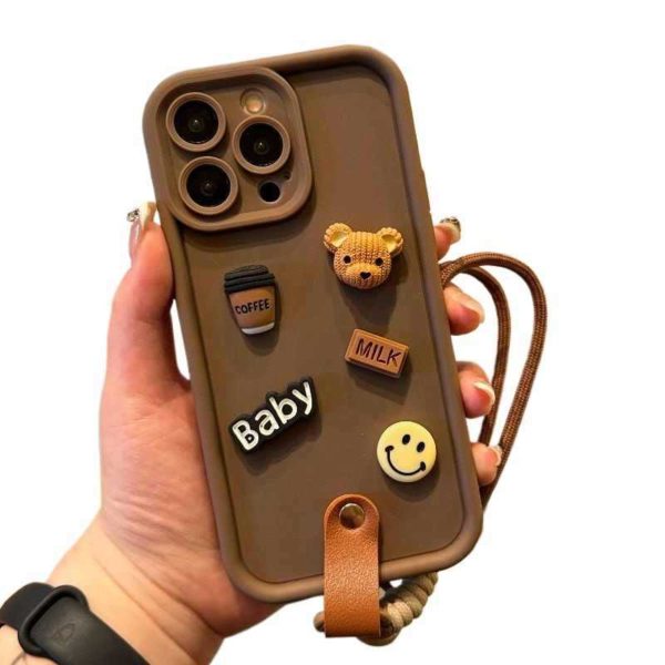 [2-3]Suitable for samsung s24ultra cell phone case s24 three-dimensional bear full package s23 hand lanyard coffee sweetheart smiley face Hot on Sale