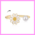 【1-01.35#】Adjustable Spinning Daisy Ring for female fashion daily engagement wedding anniversary birthday present Fashion