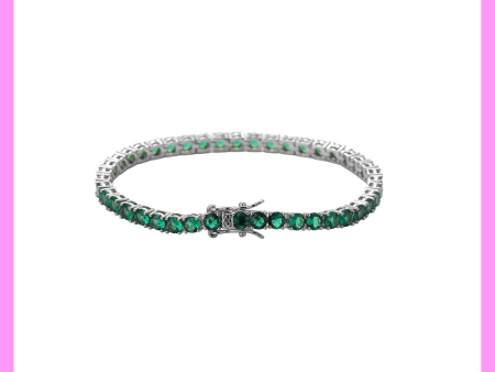 【2-36#】Green Tennis Bracelet   for female fashion daily engagement wedding anniversary birthday present Discount