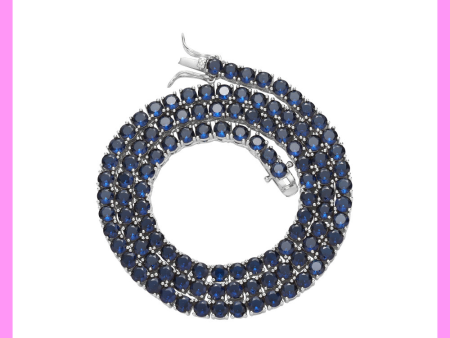 【3-43#】Blue Tennis Necklace   for female fashion daily engagement wedding anniversary birthday present Cheap