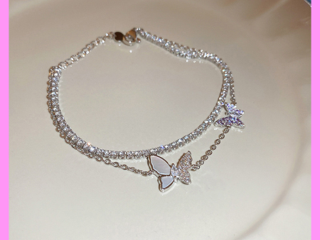 【2-37#】Double-chain butterfly bracelet  for female fashion daily engagement wedding anniversary birthday present Supply