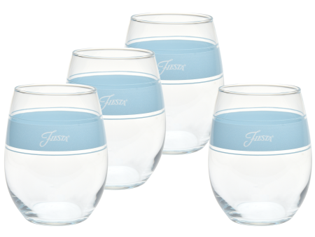 15 oz. Fiesta® Frame Stemless Wine Sky – Set of 4 For Cheap