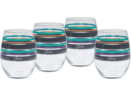 15 oz. Fiesta® Stormy Sunset Stripes Stemless Wine – Set of 4 Online Hot Sale