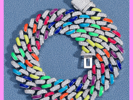 【3-52#】Rainbow Cuban Necklace for female fashion daily engagement wedding anniversary birthday present Online Sale