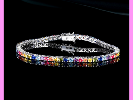 【2-42#】Colorful Tennis Bracelet  for female fashion daily engagement wedding anniversary Discount