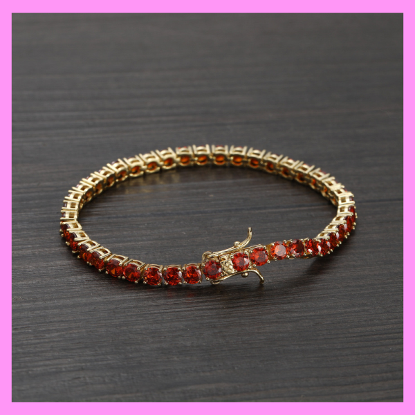 【2-41#】Red Tennis Bracelet   for female fashion daily engagement wedding anniversary birthday present on Sale