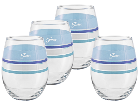 15 oz. Fiesta® Edgeline Coastal Blues Stemless Wine – Set of 4 Online