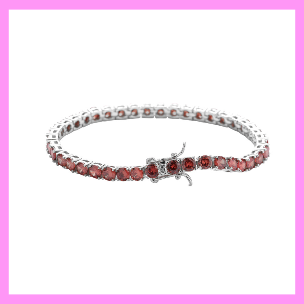 【2-41#】Red Tennis Bracelet   for female fashion daily engagement wedding anniversary birthday present on Sale