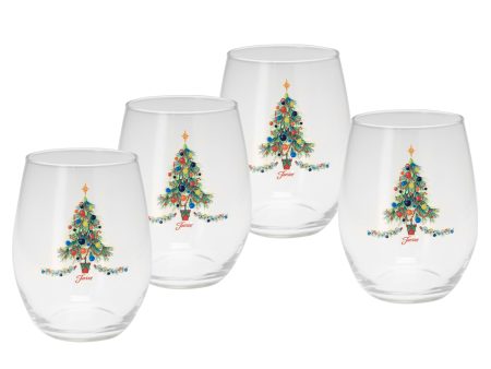 15 oz. Fiesta® Christmas Tree Stemless Wine – Set of 4 Hot on Sale