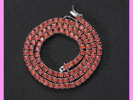 【3-45#】Red Tennis Necklace   for female fashion daily engagement wedding anniversary birthday present For Sale