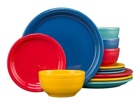 Vibrant Bistro Coupe 12-Piece Dinnerware Set, Service for 4 For Discount