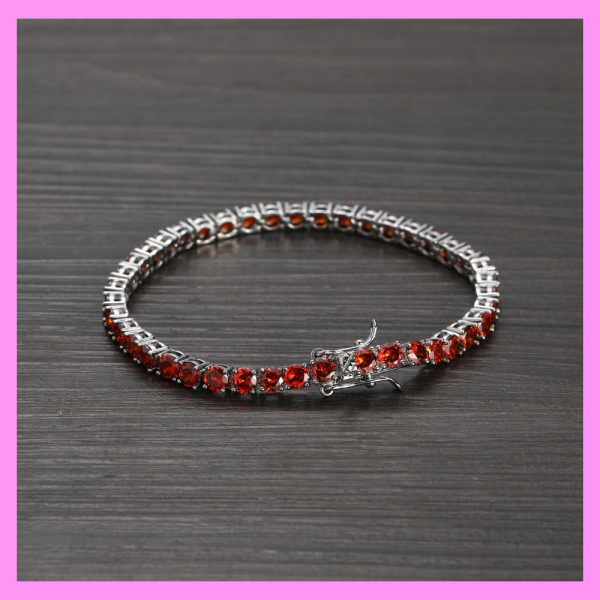 【2-41#】Red Tennis Bracelet   for female fashion daily engagement wedding anniversary birthday present on Sale