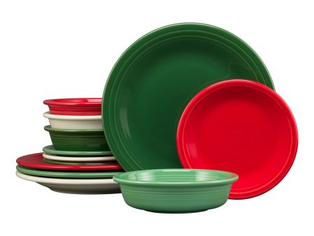 Christmas Classic Rim 12-Piece Dinnerware Set, Service for 4 Hot on Sale