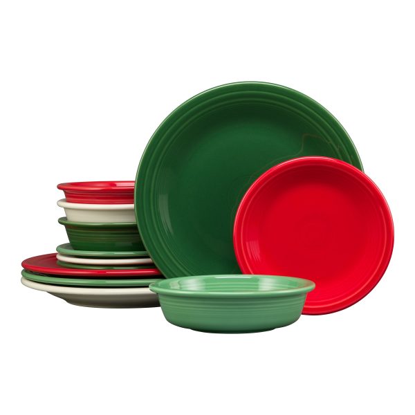 Christmas Classic Rim 12-Piece Dinnerware Set, Service for 4 Hot on Sale