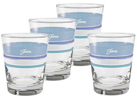 15 oz. Fiesta® Edgeline Coastal Blues Tapered Double Old Fashion – Set of 4 For Cheap