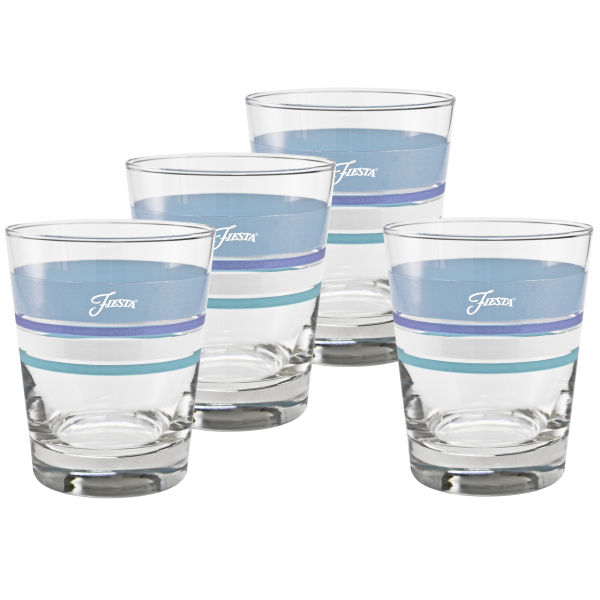 15 oz. Fiesta® Edgeline Coastal Blues Tapered Double Old Fashion – Set of 4 For Cheap