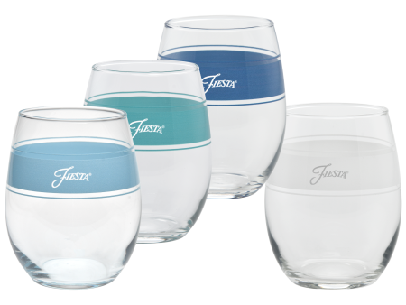 15 oz. Fiesta® Frame Stemless Wine Coastal Blues – Set of 4 Online