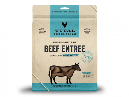 Vital Essentials Freeze Dried Beef Grain Free Mini Patties Entree for Dogs Food Hot on Sale