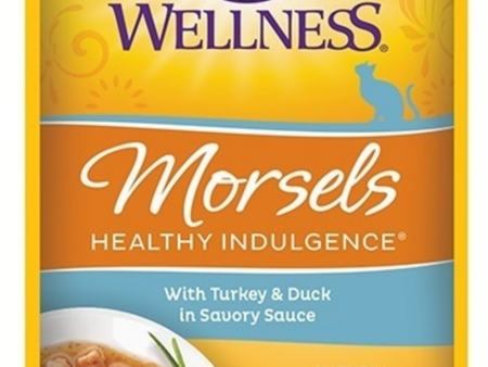 Wellness Healthy Indulgence Natural Grain Free Morsels with Turkey and Duck in Savory Sauce Cat Food Pouch Hot on Sale